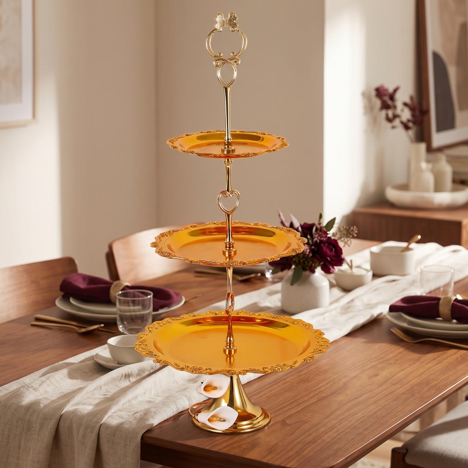 Cupcake Stand Tier - Metalen meerlaags dessertplateau met kantversiering, serveerrek,