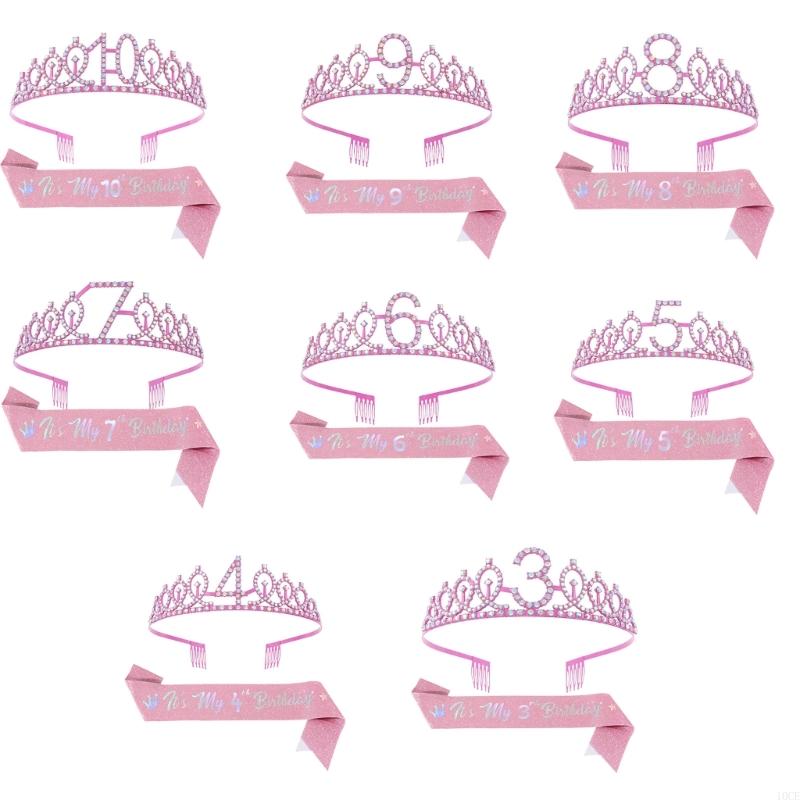Birthday Sash Glitter - Glinsterende roze verjaardagstiara's en sjerpset voor