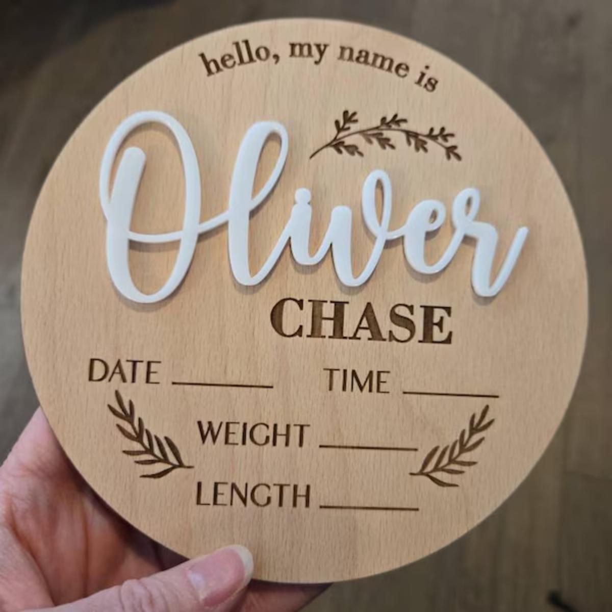 Eve Party - 1Pc Aangepaste Baby Aankondiging Teken Houten