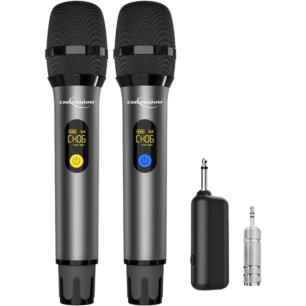 Event & Party Supply - UHF Metalen Dubbele Handmicrofoon, Oplaadbare Ontvanger,