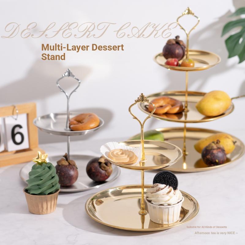 Cupcake Stand Tier - 【CPI】Goud Zilver 2/3-laags taartplateau Feestdesserttoren voor