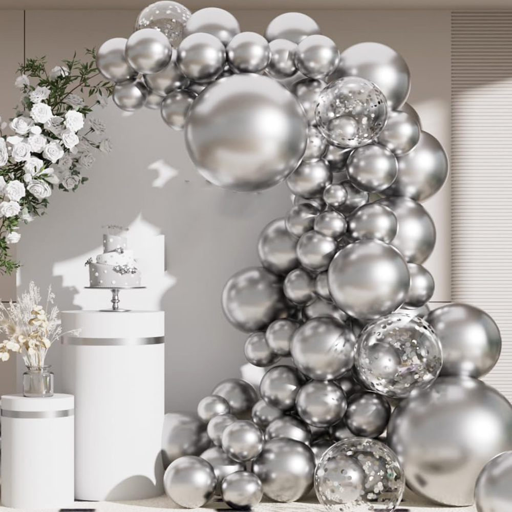 Balloon Arch Kit - 68 stuks metallic zilveren ballonnen slinger
