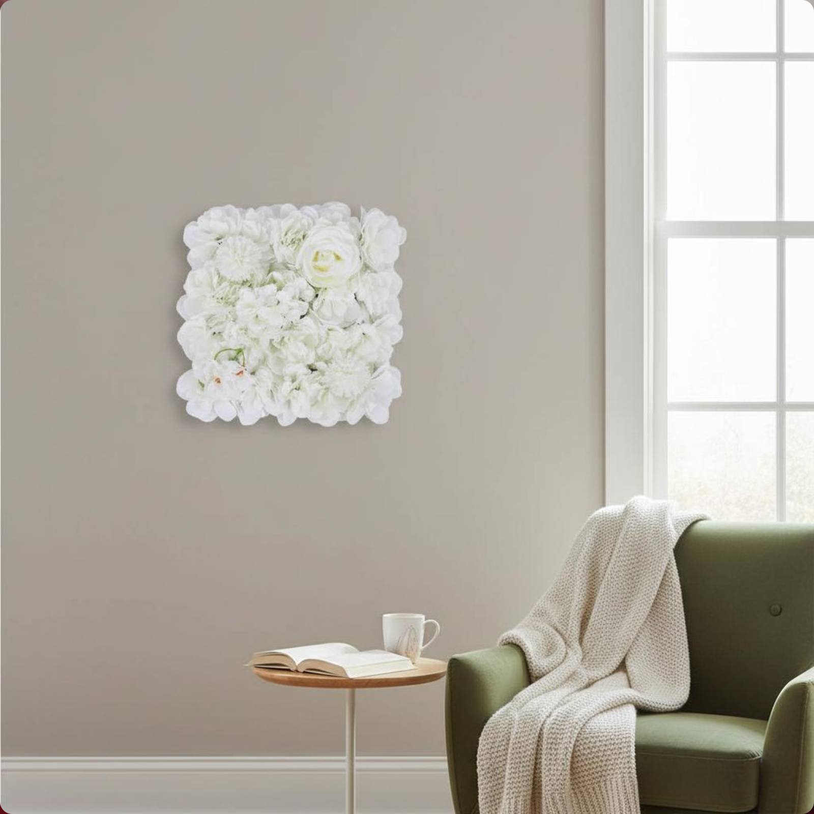 Flower Wall Panel - Kunstbloemenwandpaneel, eenvoudig te monteren, kunstbloemenwandachtergrond, 3D-bloemenachtergrondpaneel,