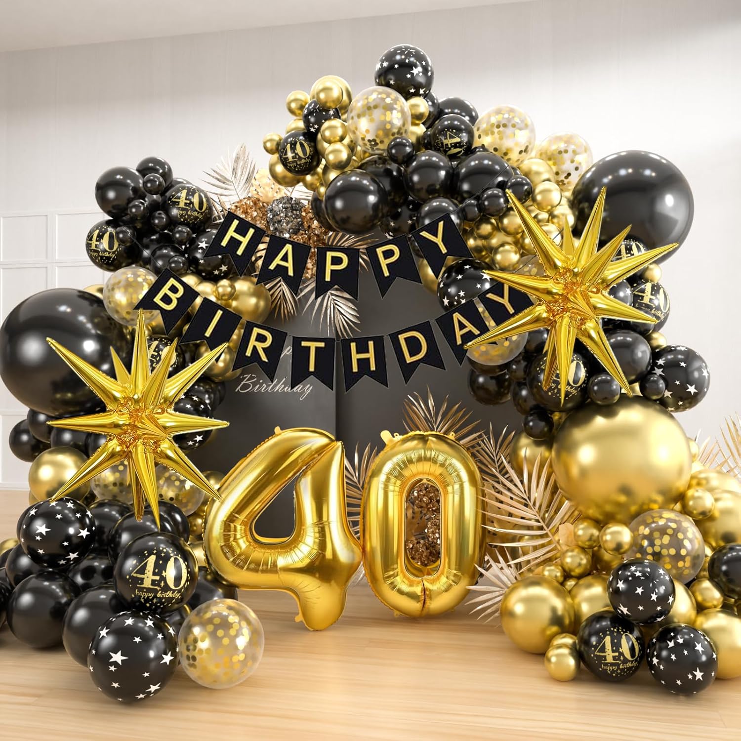 Balloon Arch Kit - 40e verjaardag ballonnenboogset met zwarte gouden