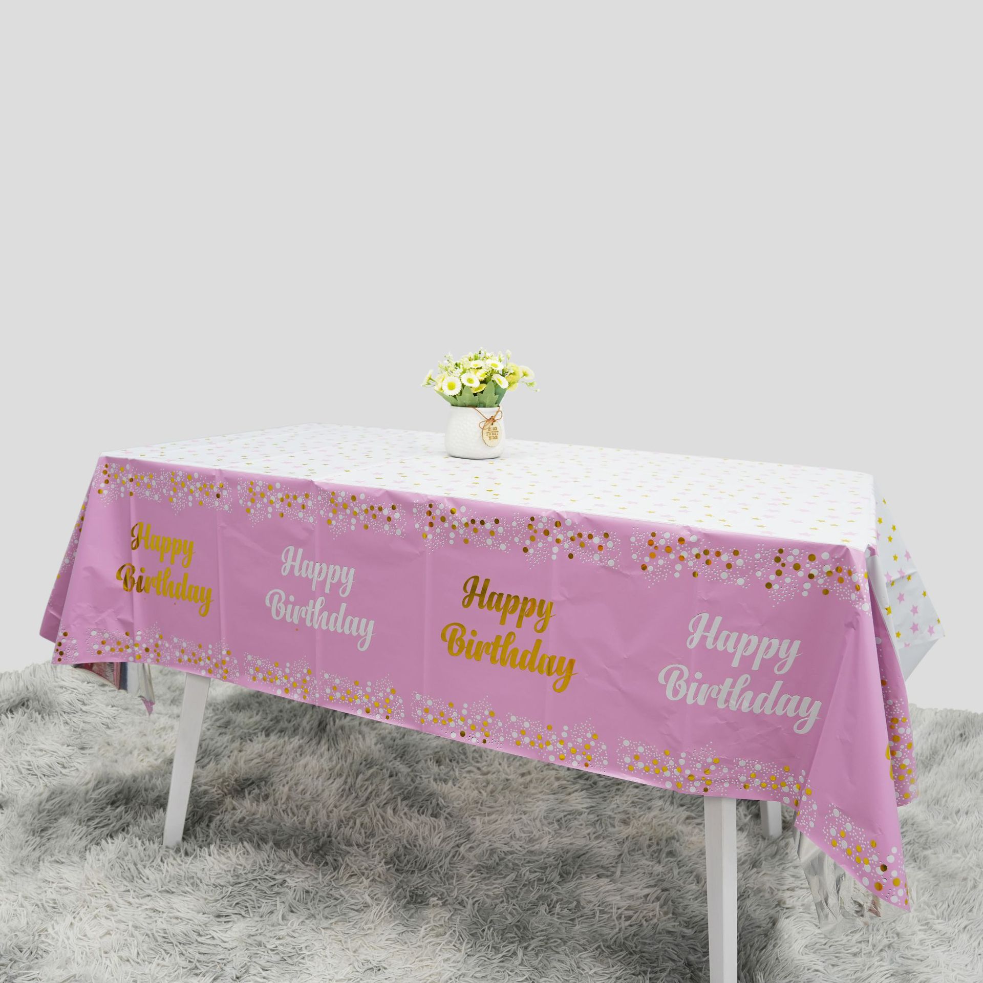 Table Cloth Disposable - Gelukkige Verjaardag Wegwerp Tafelkleed Stippen Sterren