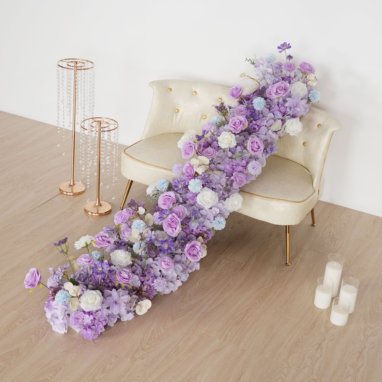 Flower Wall Panel - Uflower Paarse Kunstbloemen Bruiloft Decor 200/100/50cm