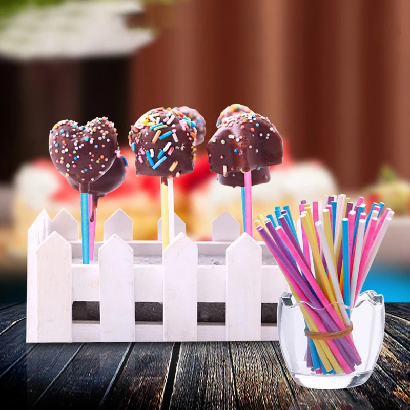 Paper Straw Color - 100 stks/partij Papier Lollipop Sticks Snoep