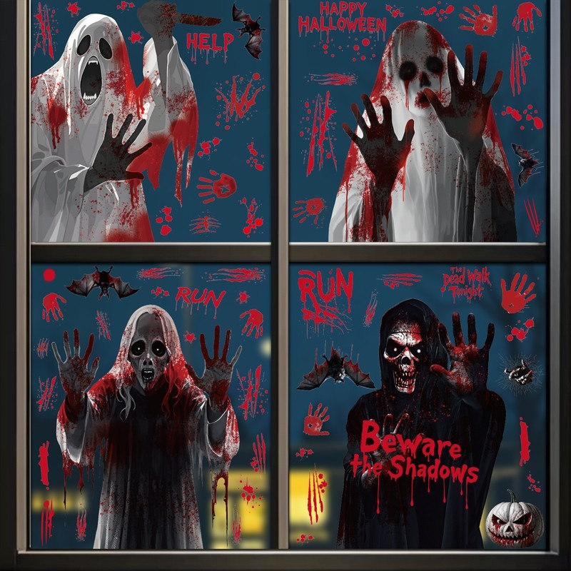 Party Event Supply Store - Halloween raamstickers spook bloederige hand statische