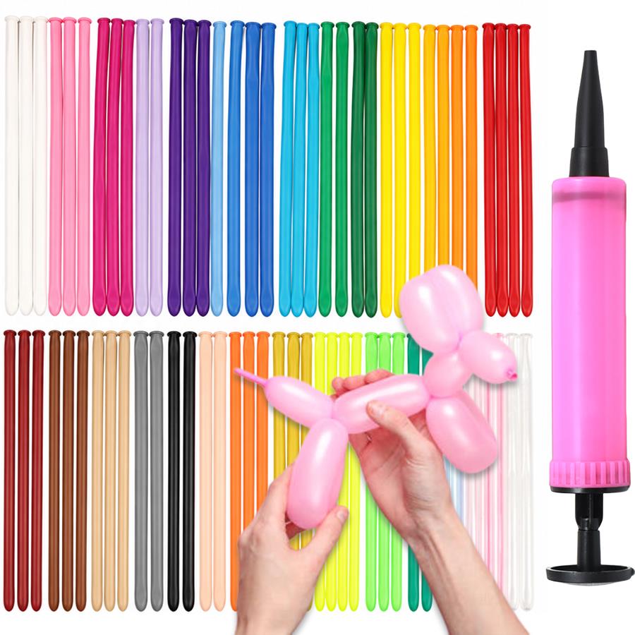 Balloon Pump Hand - 101/201 stuks lange stripballon met handpompset,