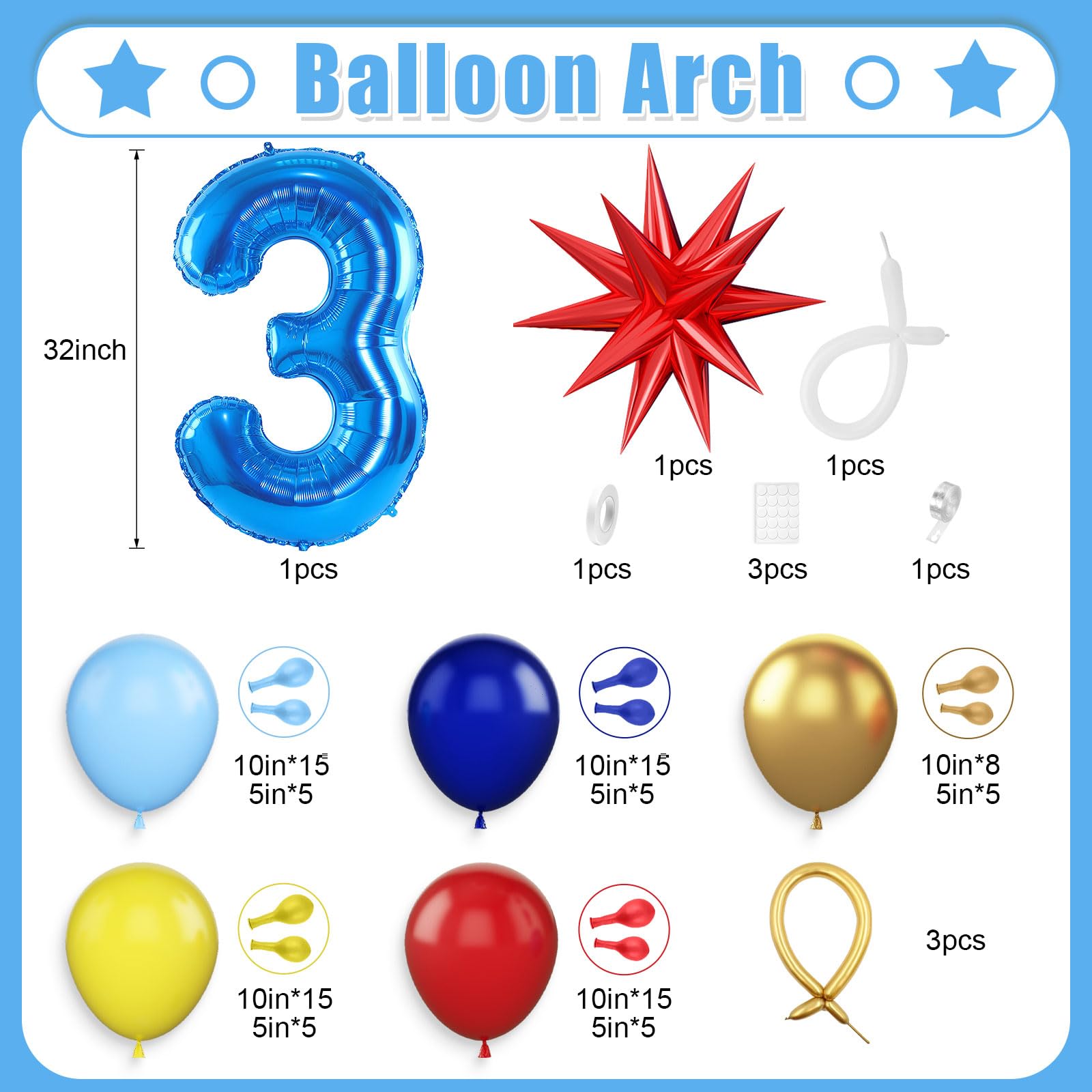 Rode, gele en blauwe latex bal - Balloon Arch Kit recensie en prijs
