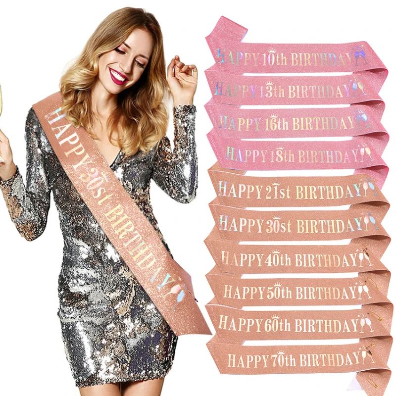 Gelukkige 10e 13e 16e 21e 30e  - Birthday Sash Glitter recensie en prijs