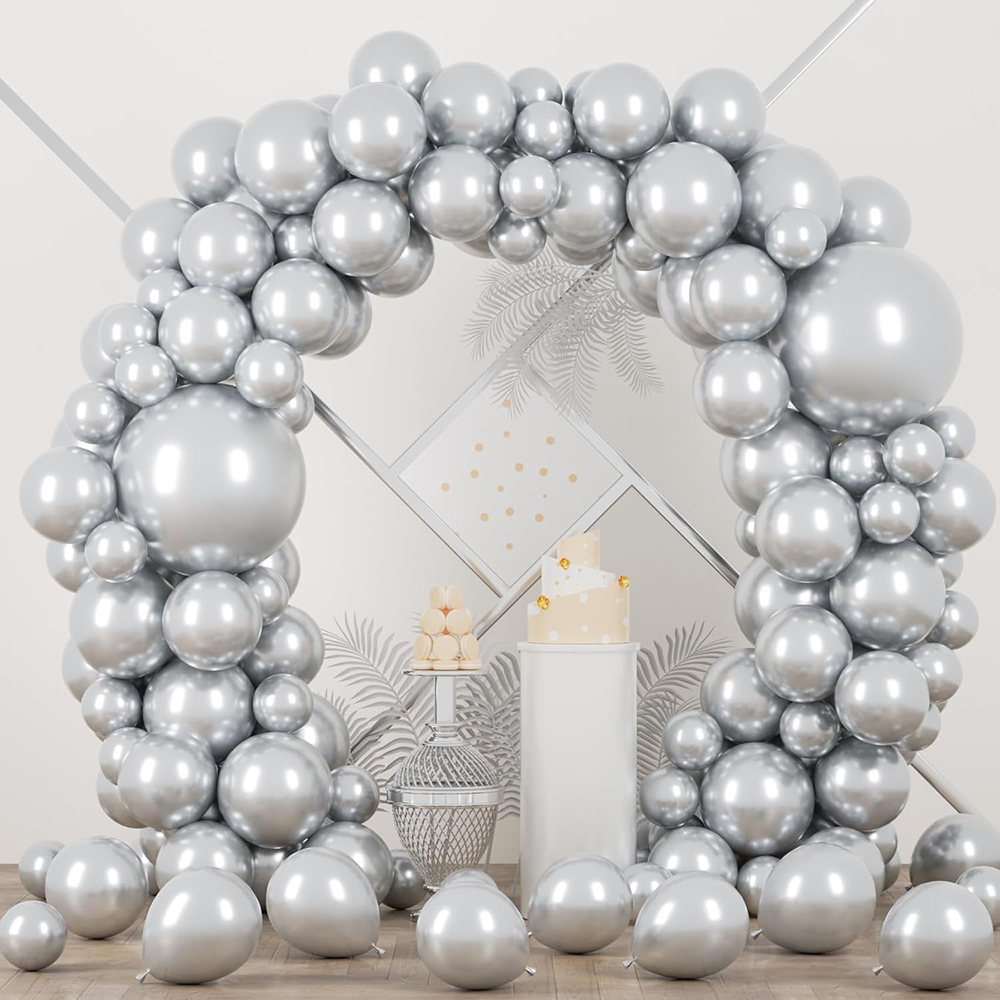 68 stuks metallic zilveren bal - Balloon Arch Kit recensie en prijs