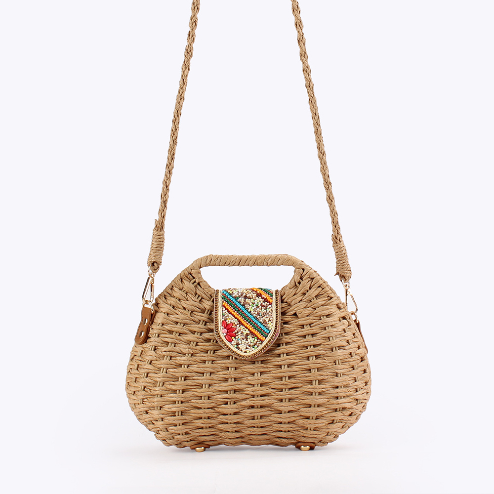 Kleurrijke kralen dames handta - Paper Straw Color recensie en prijs
