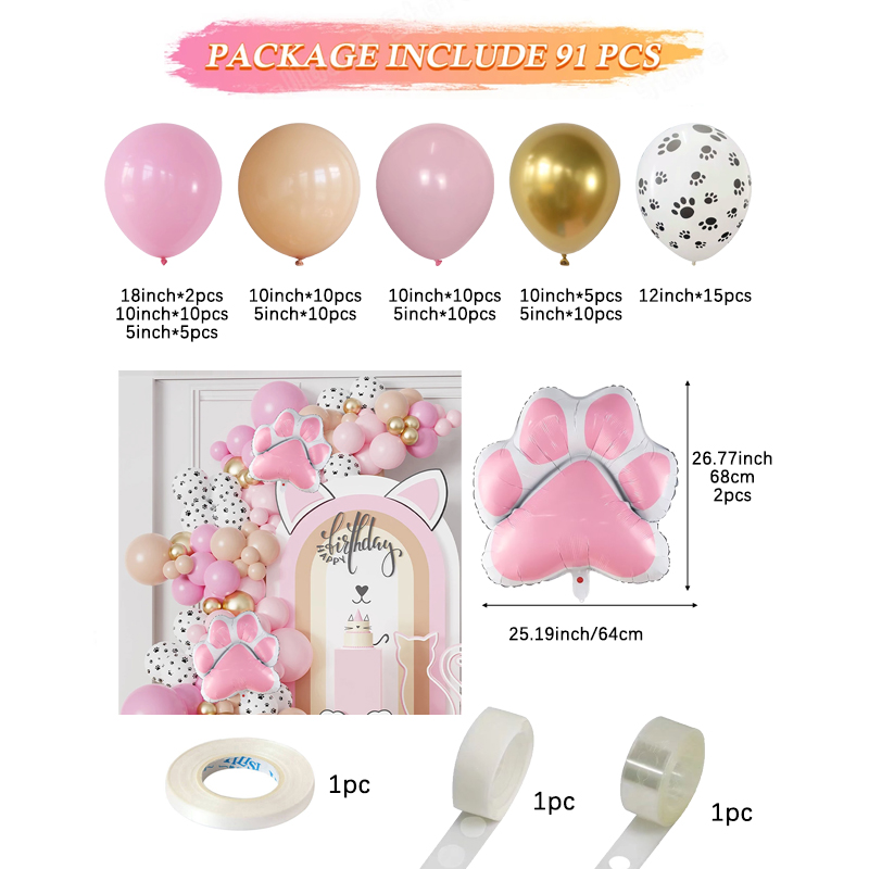 91 stuks Nieuwe Meow Kat Thema - Balloon Arch Kit recensie en prijs