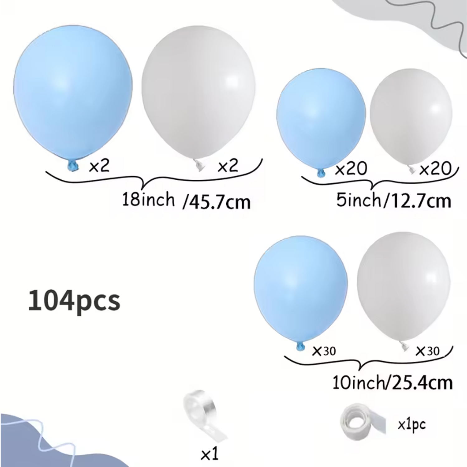 104-delige blauw-witte ballonb - Balloon Arch Kit recensie en prijs