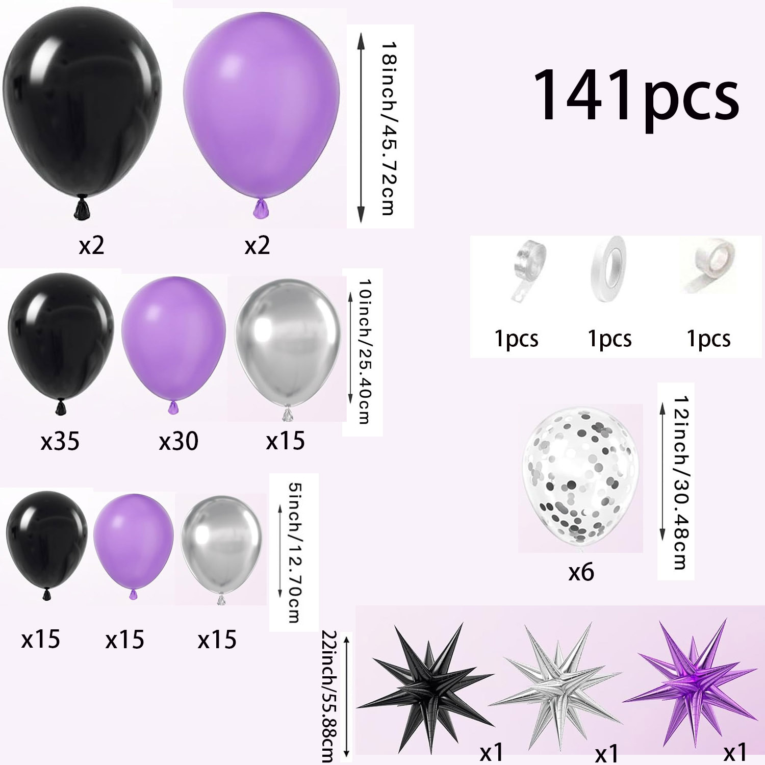 141-delige paarse, zwarte, zil - Balloon Arch Kit recensie en prijs